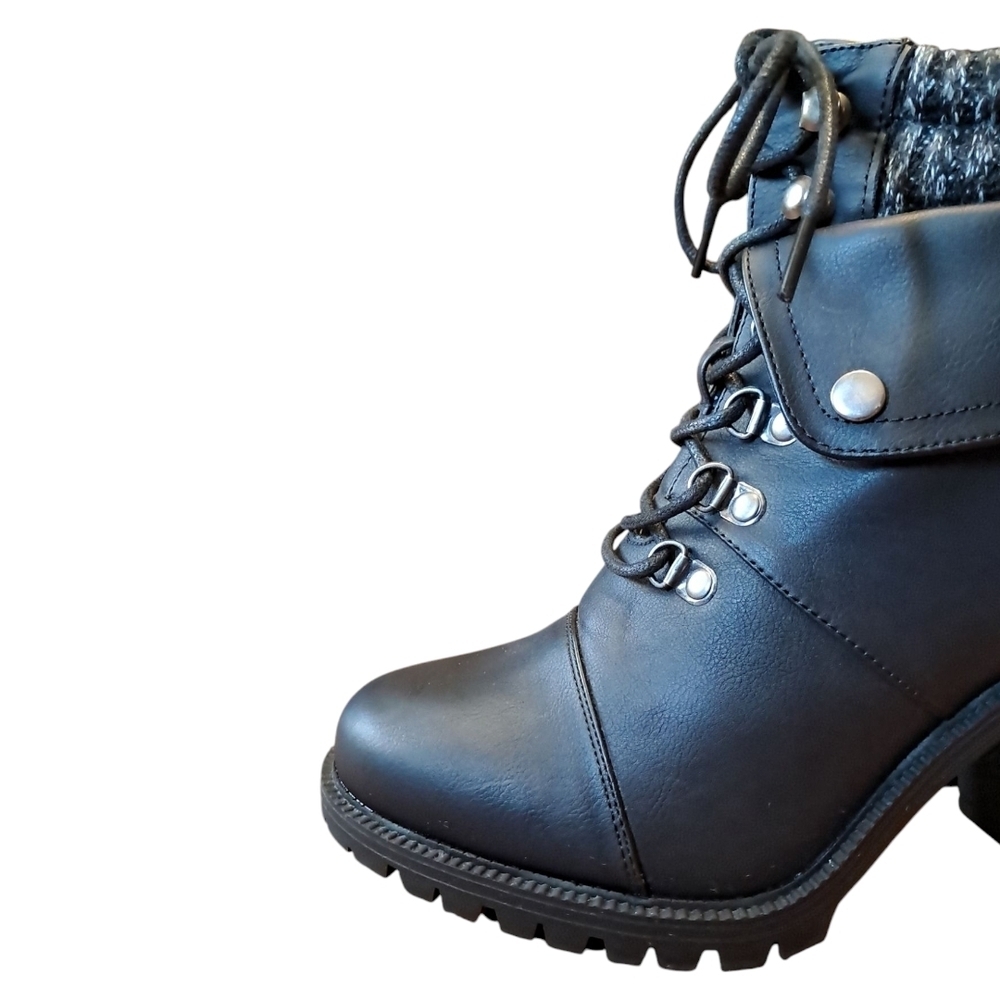 Torrid Black Hiker Boot Lug Sole Sweater Trim Size 11WW - Picture 11 of 16